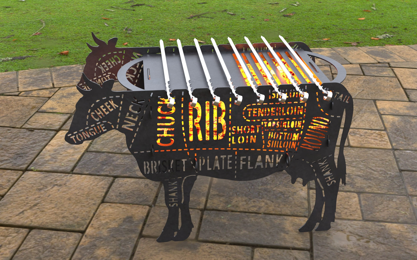 Barbecue a Legna Mucca. File DXF, SVG per taglio laser, plasma. Фото 3