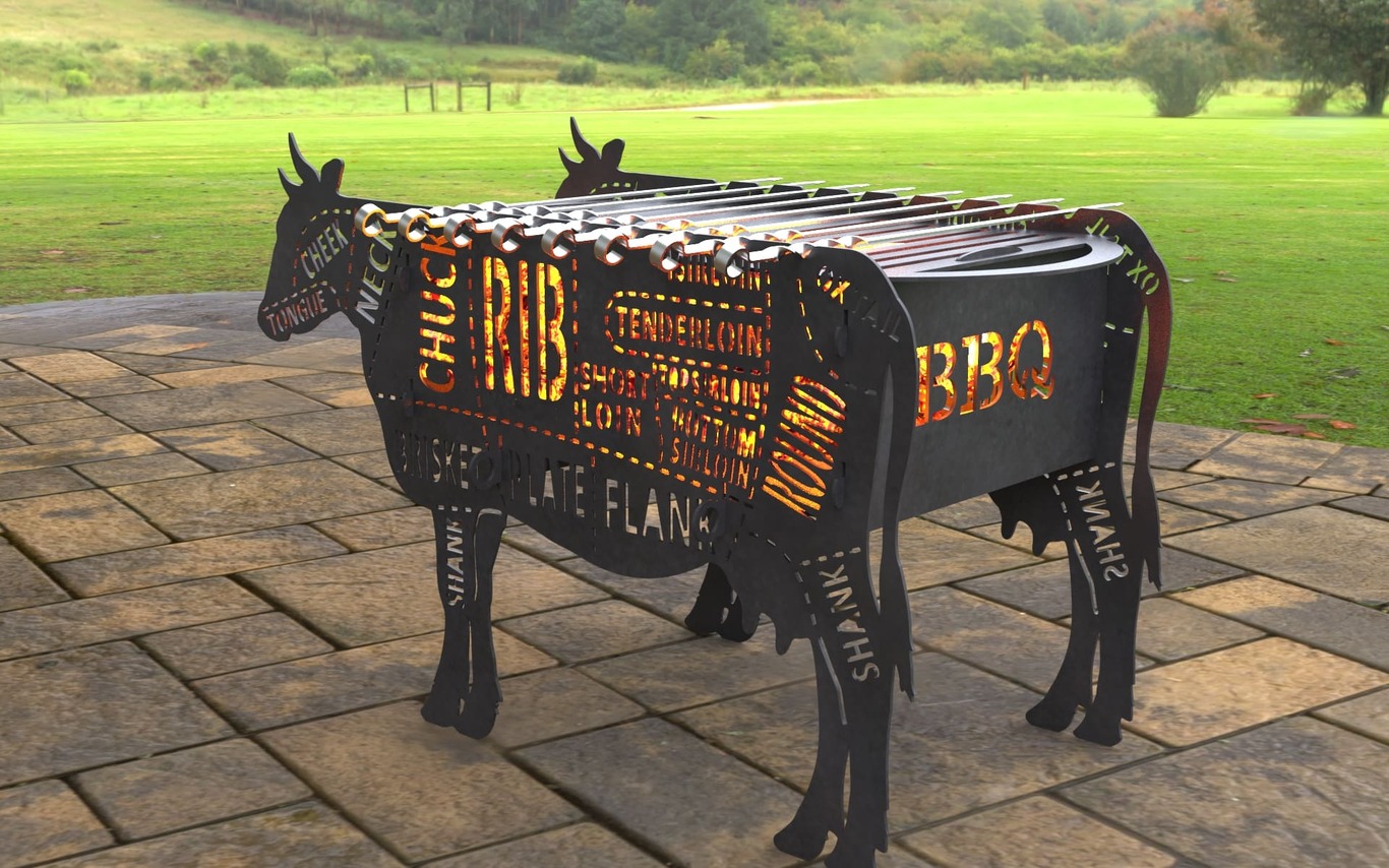 Barbecue a Legna Mucca. File DXF, SVG per taglio laser, plasma. Фото 2