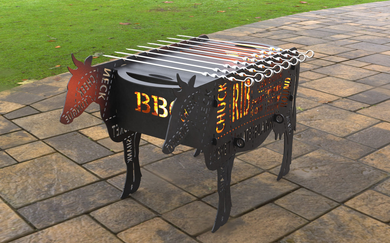 Barbecue a Legna Mucca. File DXF, SVG per taglio laser, plasma. Фото 4