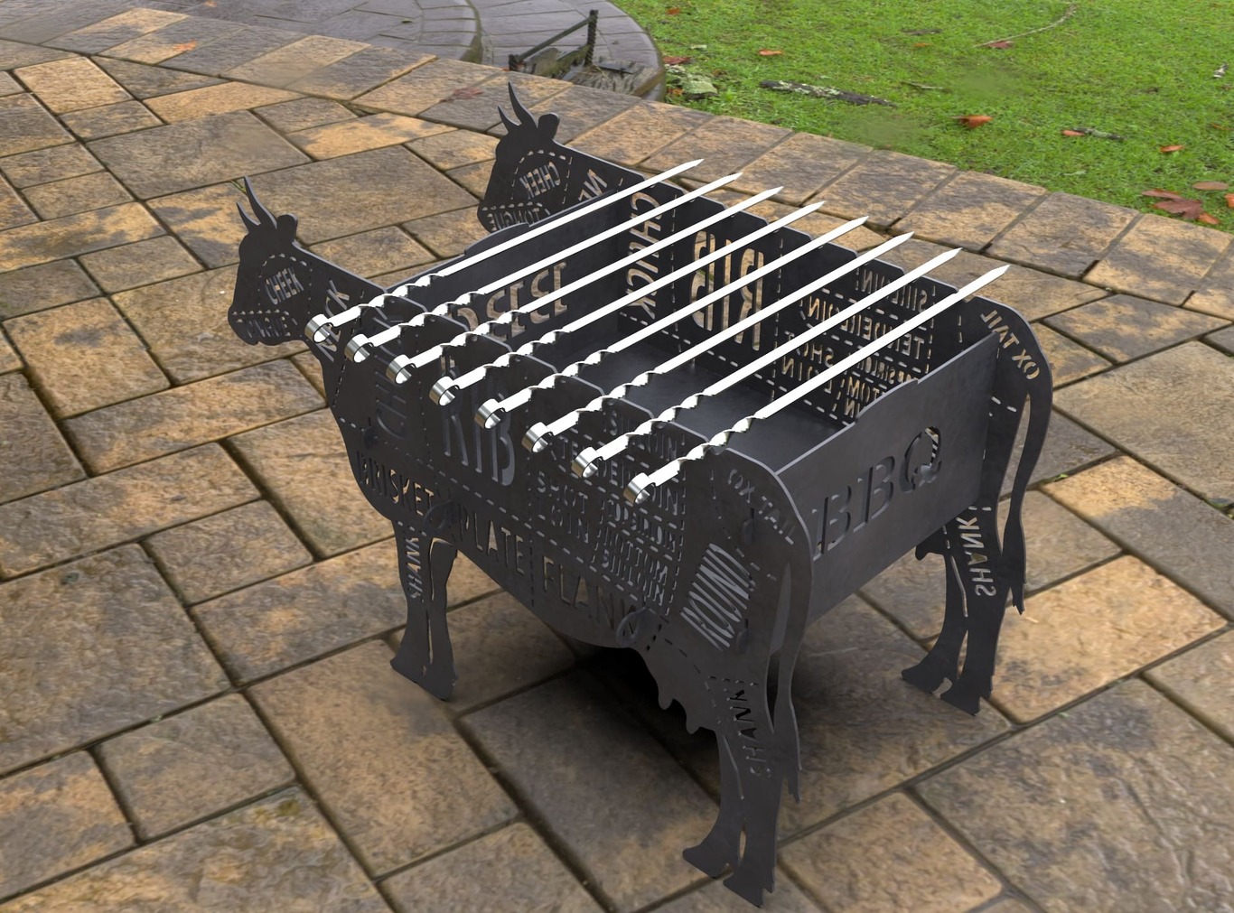 Barbecue a Legna Mucca. File DXF, SVG per taglio laser, plasma. Фото 11