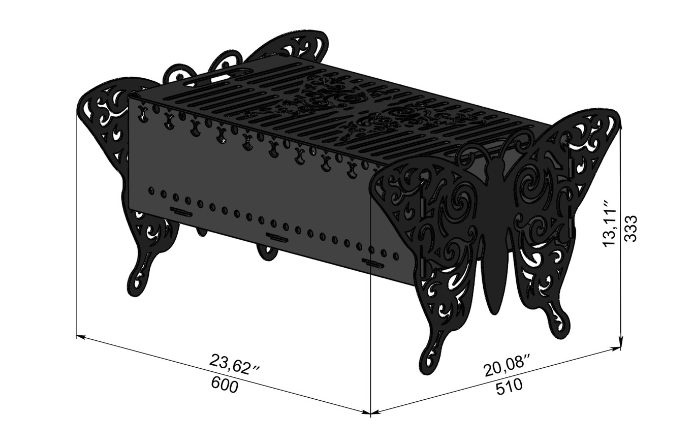 Barbecue a Legna Farfalla V2. File DXF, SVG per taglio laser, plasma. Фото 10
