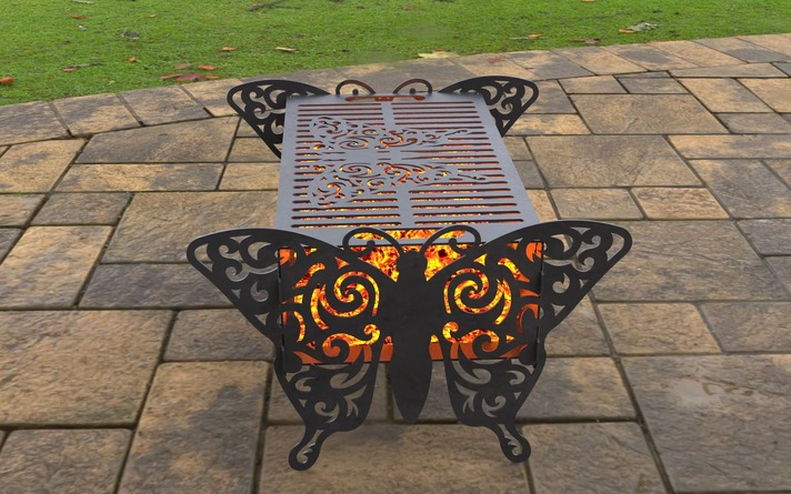 Barbecue a Legna Farfalla V2. File DXF, SVG per taglio laser, plasma