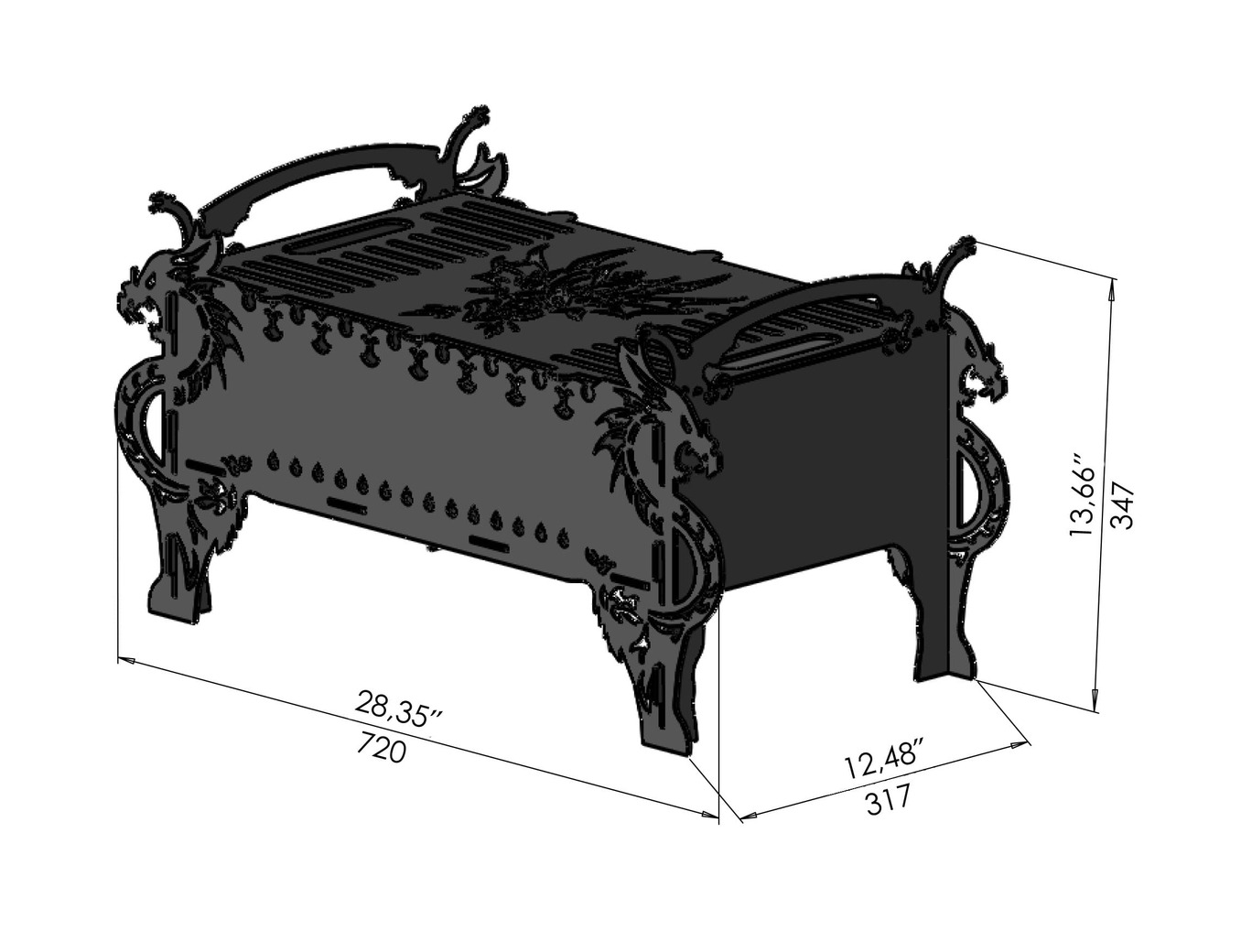 Dragon Fire Pit Grill. DXF, SVG files for laser, plasma cutting. Фото 10