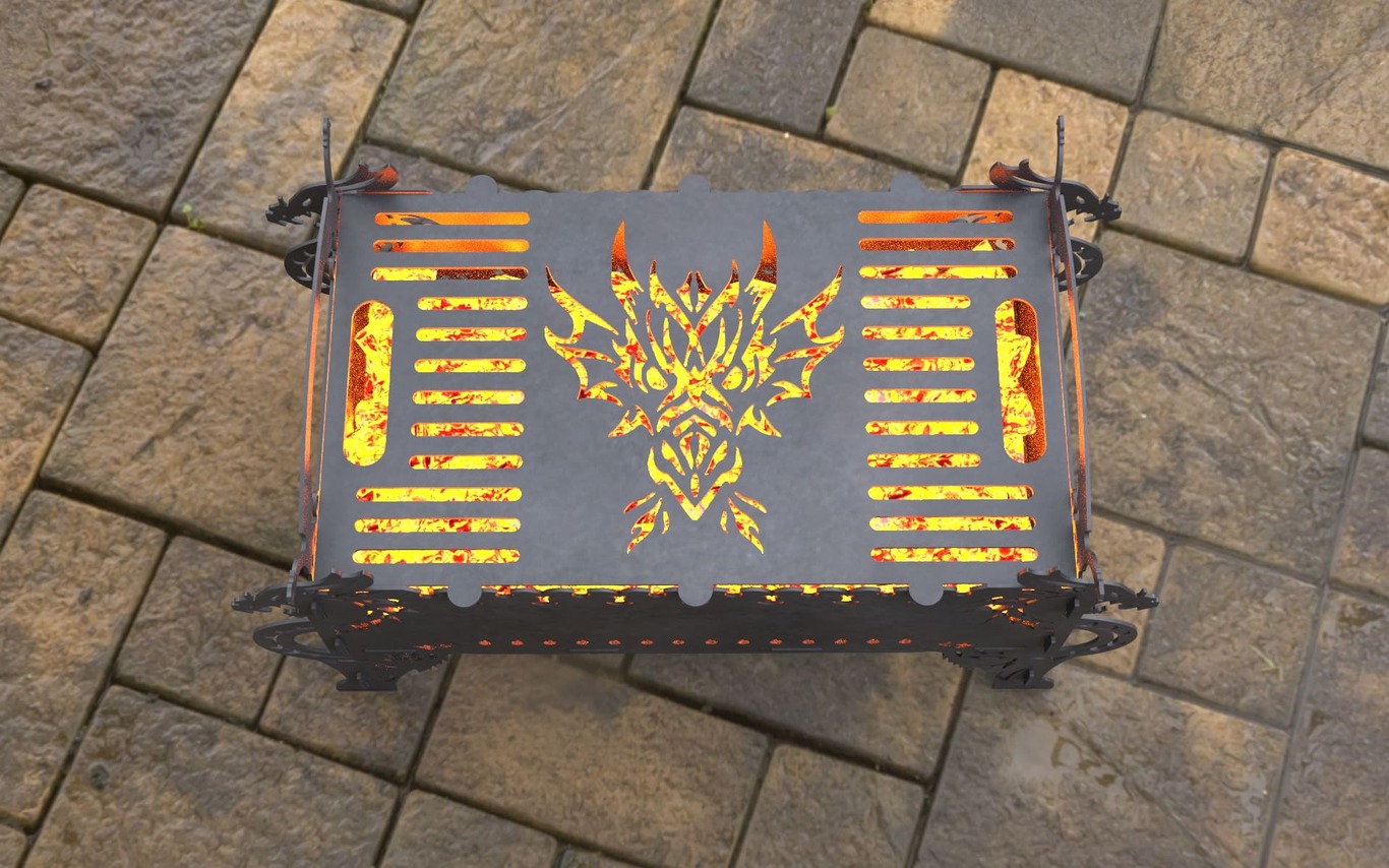 Dragon Fire Pit Grill. DXF, SVG files for laser, plasma cutting. Фото 2