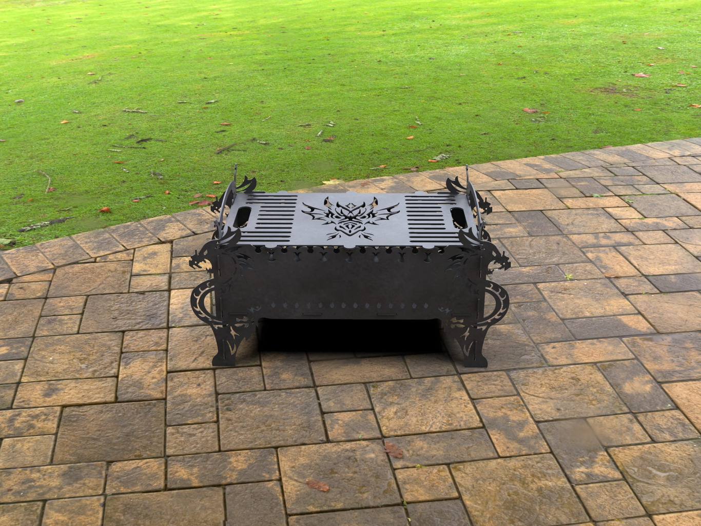 Dragon Fire Pit Grill. DXF, SVG files for laser, plasma cutting. Фото 3