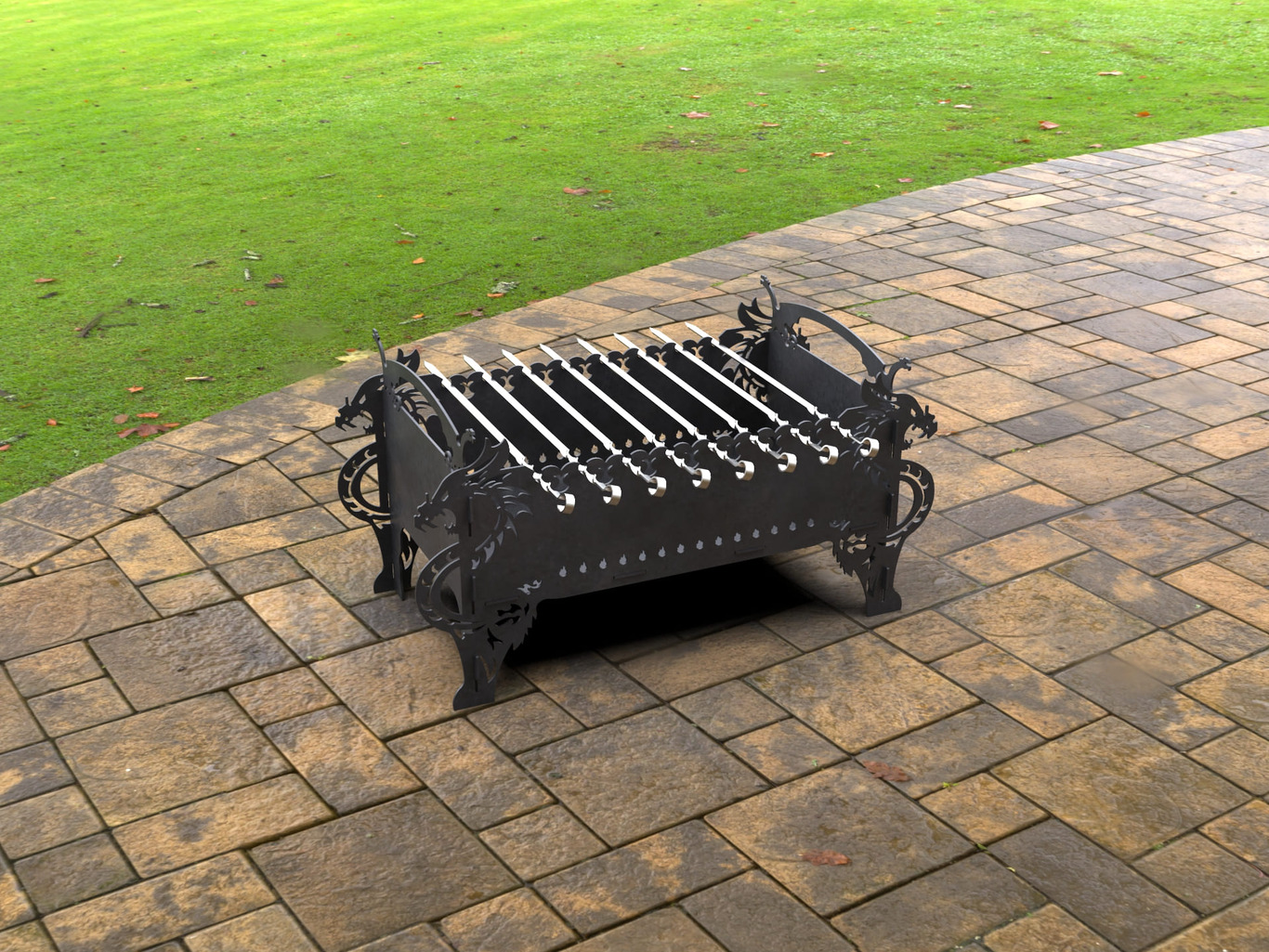 Dragon Fire Pit Grill. DXF, SVG files for laser, plasma cutting. Фото 5