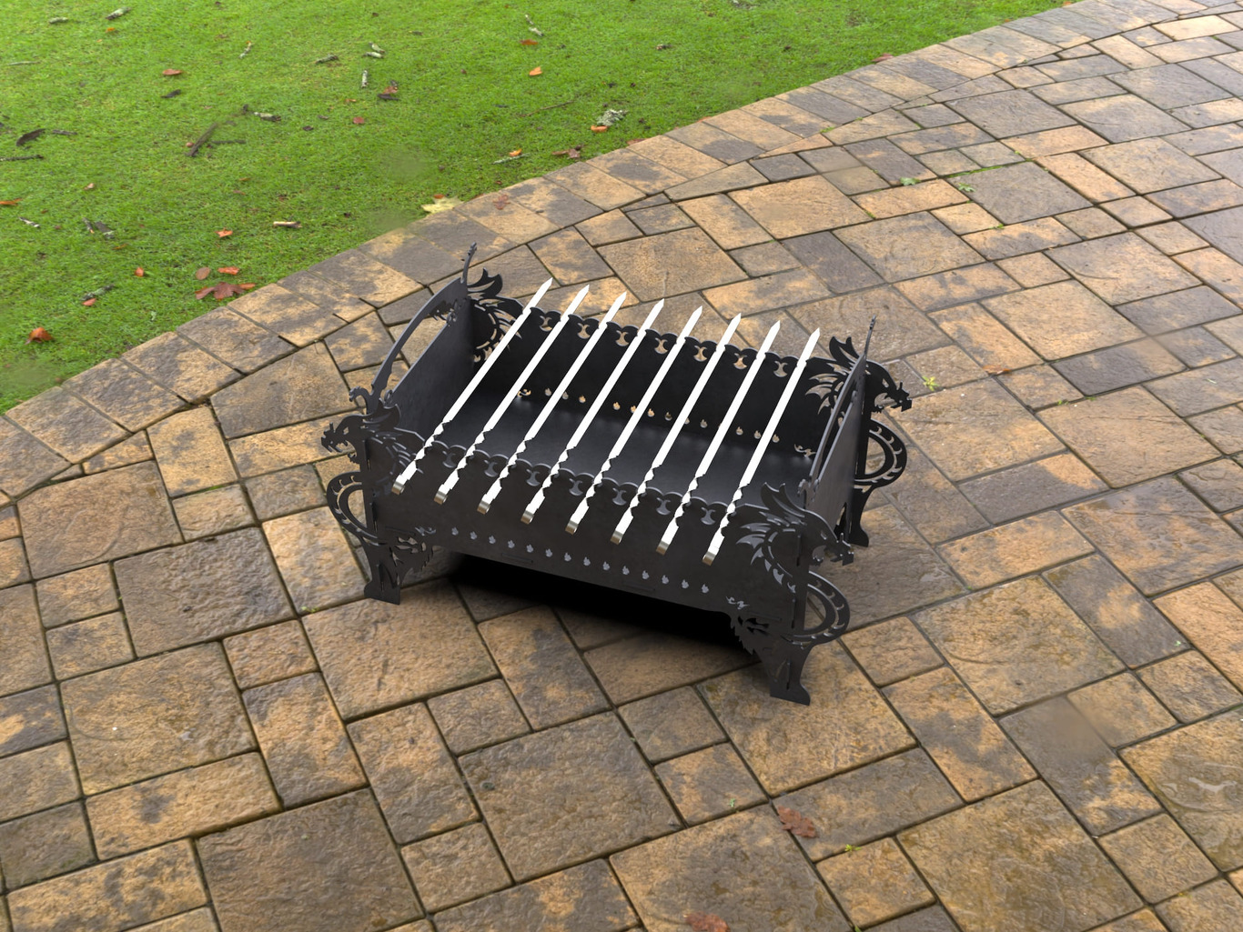 Dragon Fire Pit Grill. DXF, SVG files for laser, plasma cutting. Фото 6
