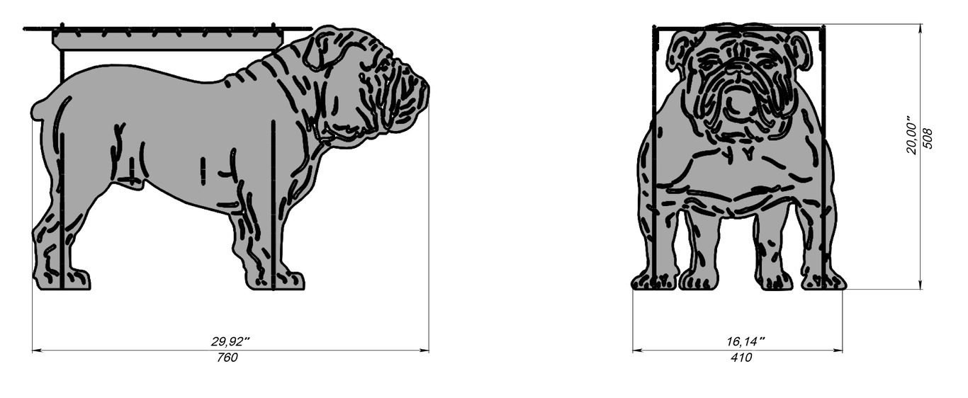 English Bulldog Fire Pit Grill. DXF, SVG files for laser, plasma cutting. Фото 15