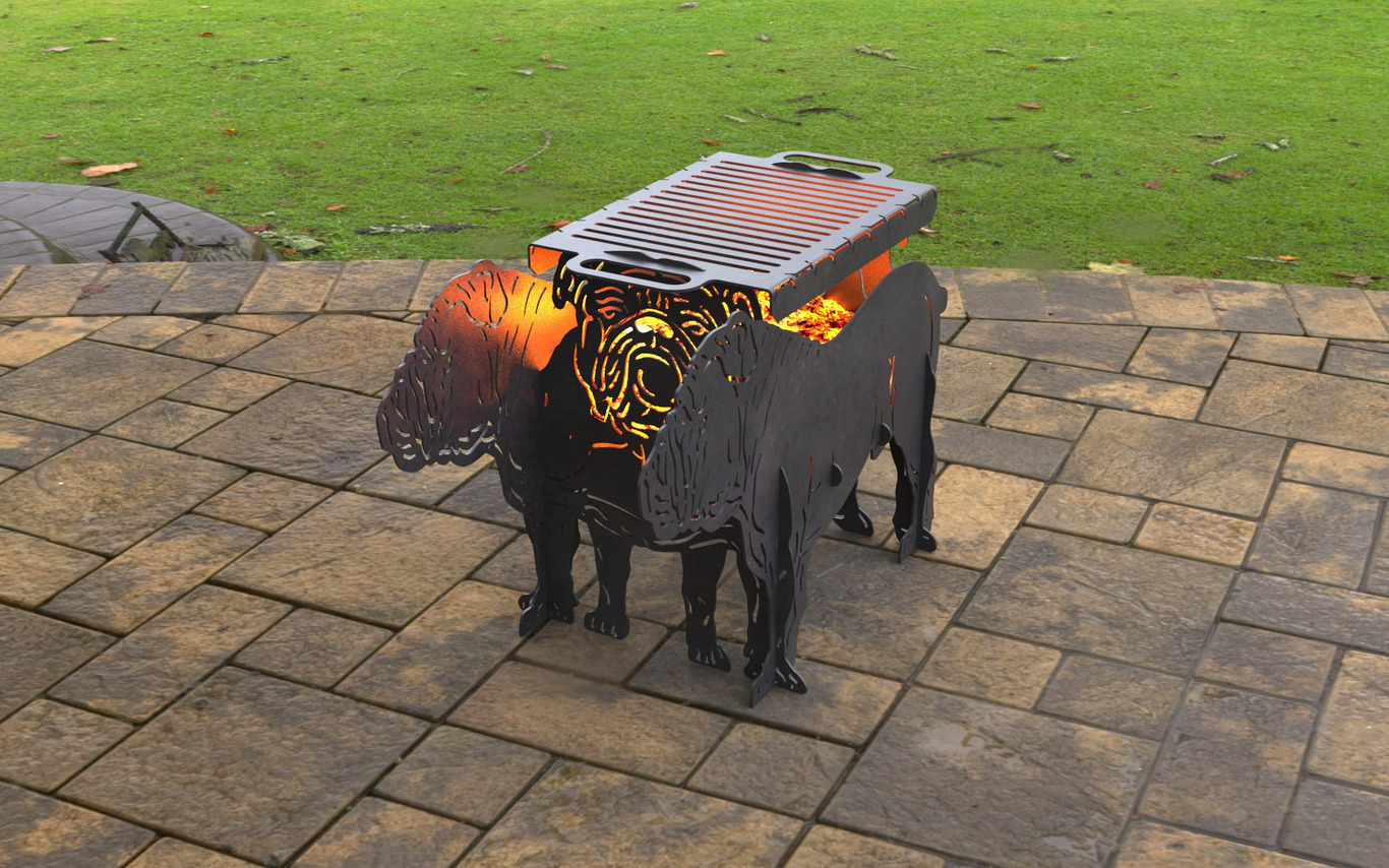 English Bulldog Fire Pit Grill. DXF, SVG files for laser, plasma cutting. Фото 3