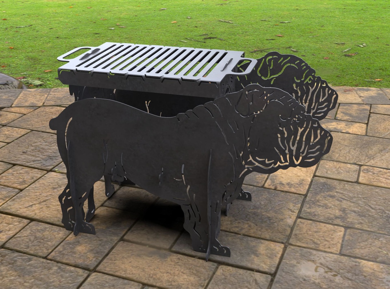English Bulldog Fire Pit Grill. DXF, SVG files for laser, plasma cutting. Фото 6