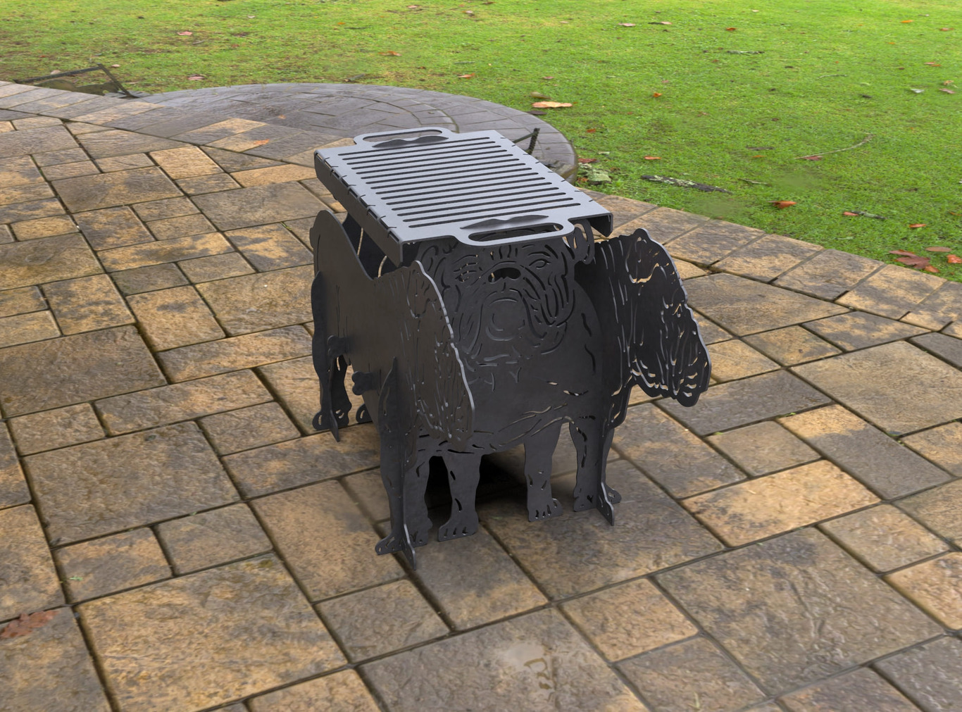 English Bulldog Fire Pit Grill. DXF, SVG files for laser, plasma cutting. Фото 12