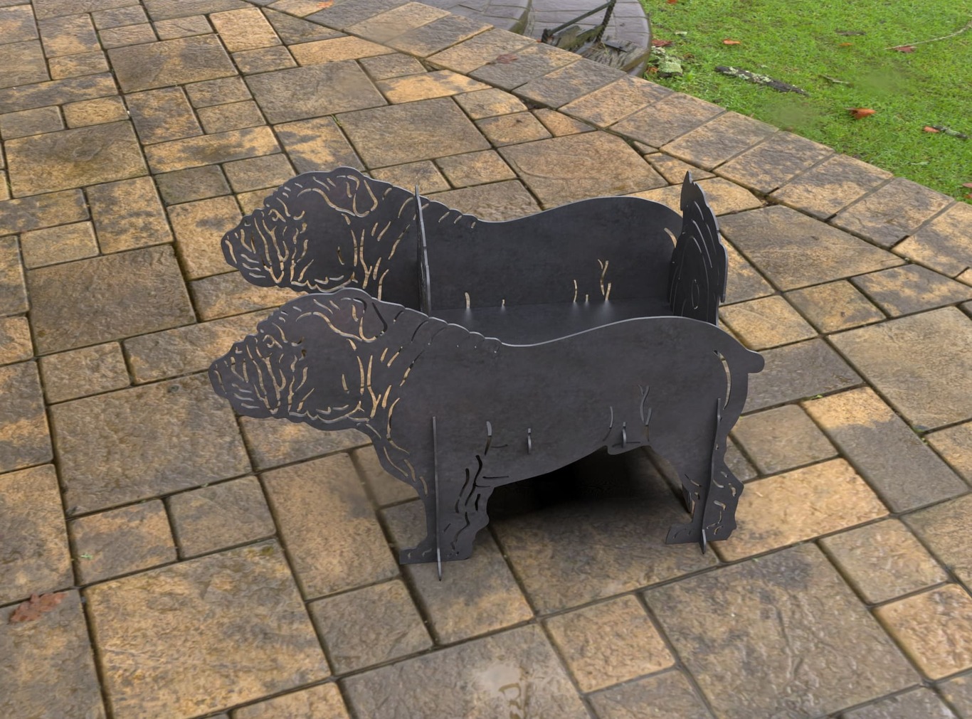 English Bulldog Fire Pit Grill. DXF, SVG files for laser, plasma cutting. Фото 14