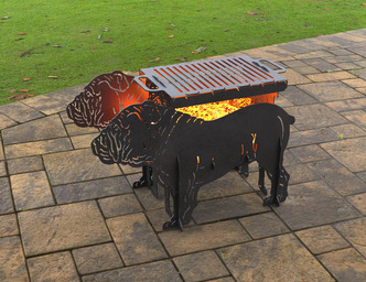 Barbecue a Legna Bulldog Inglese. File DXF, SVG per taglio laser, plasma