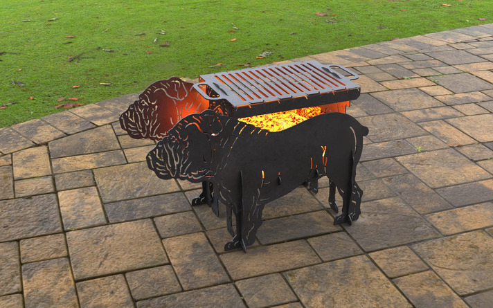 English Bulldog Fire Pit Grill. DXF, SVG files for laser, plasma cutting