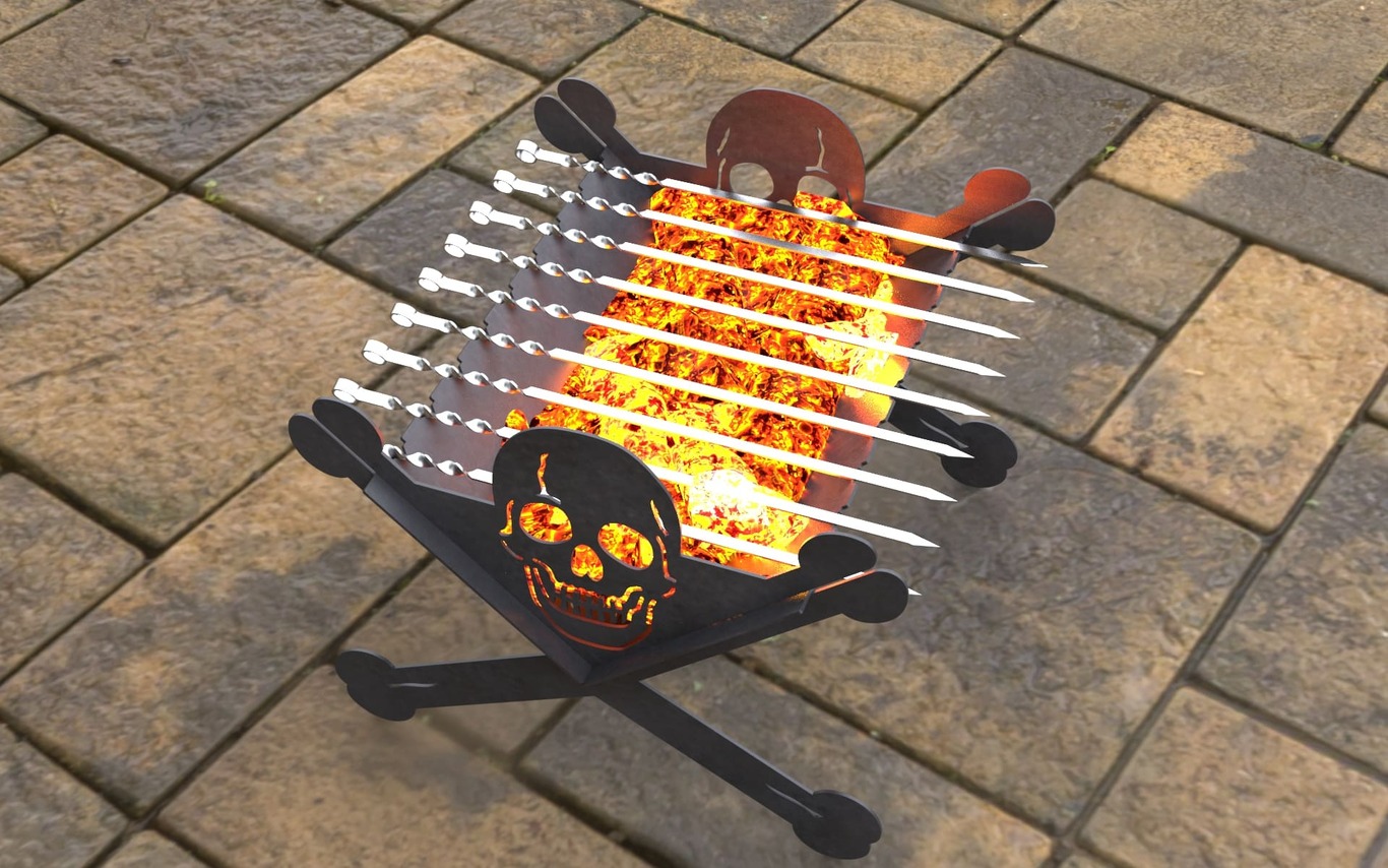 Jolly Roger Fire Pit Grill. DXF, SVG files for laser, plasma cutting. Фото 6