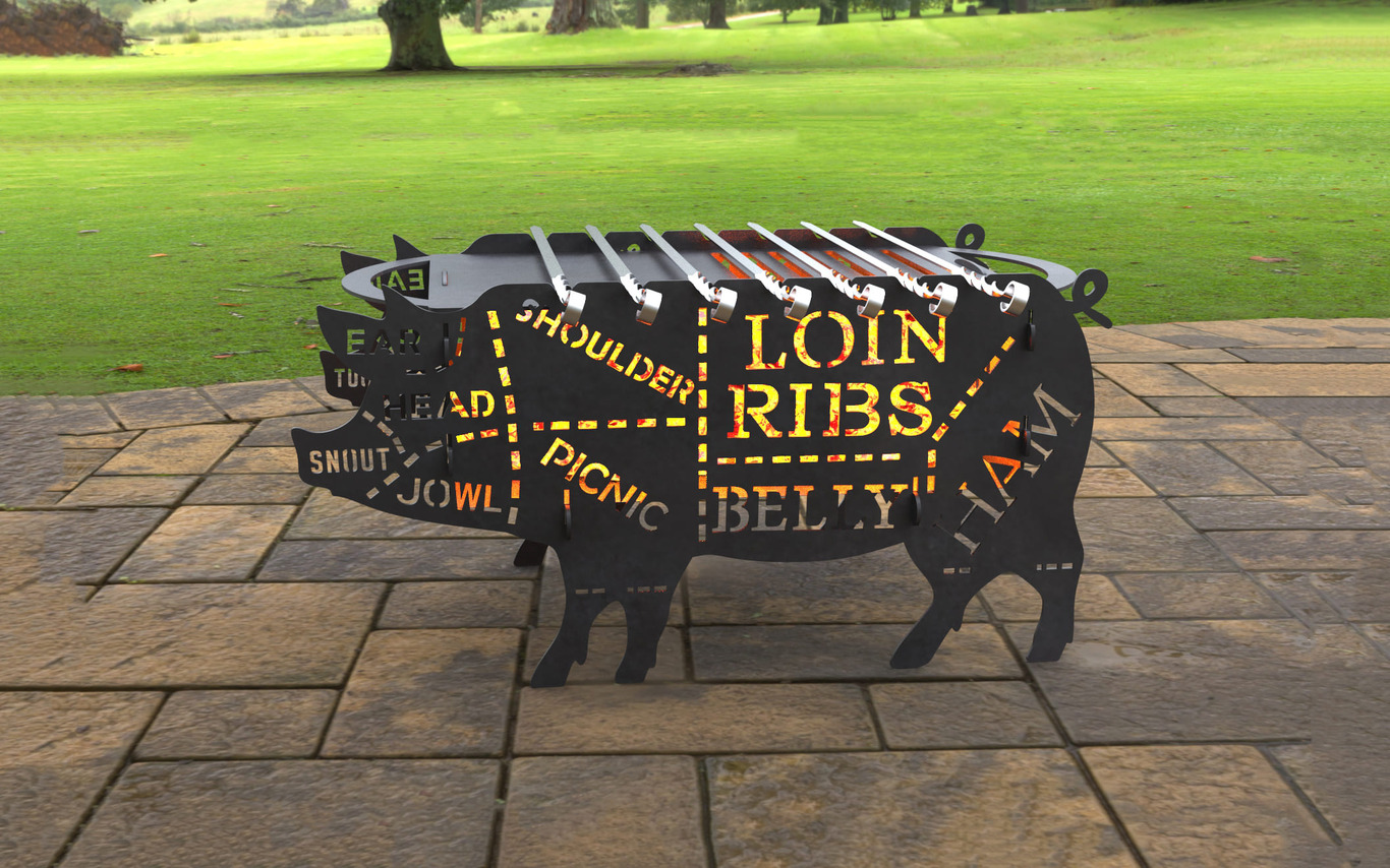 Big Pig Fire Pit Grill. DXF, SVG files for laser, plasma cutting