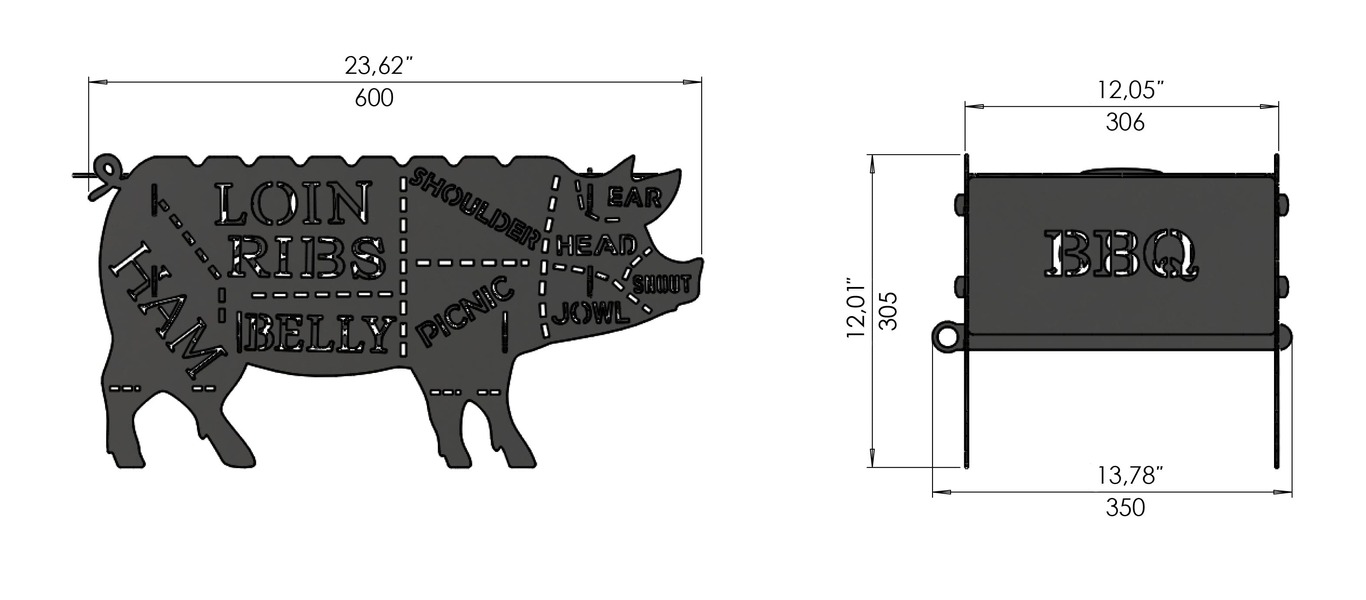 Big Pig Fire Pit Grill. DXF, SVG files for laser, plasma cutting. Фото 13