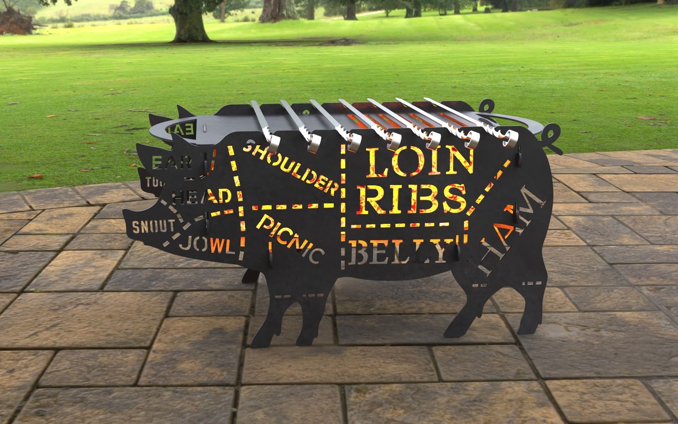 Big Pig Fire Pit Grill. DXF, SVG files for laser, plasma cutting. Фото 3