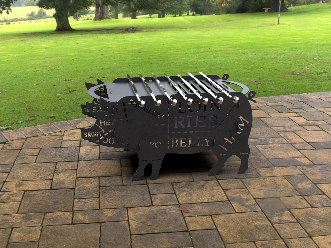 Big Pig Fire Pit Grill. DXF, SVG files for laser, plasma cutting. Фото 4