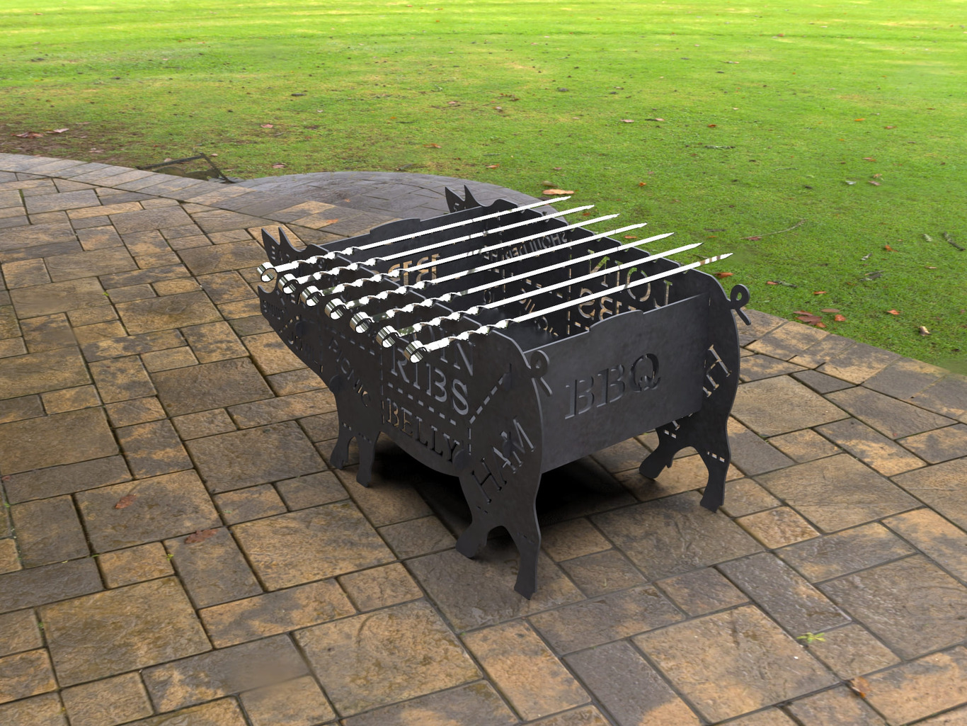 Big Pig Fire Pit Grill. DXF, SVG files for laser, plasma cutting. Фото 8