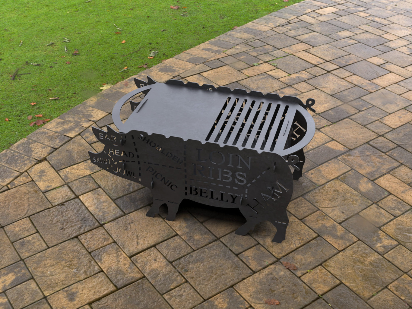 Big Pig Fire Pit Grill. DXF, SVG files for laser, plasma cutting. Фото 12