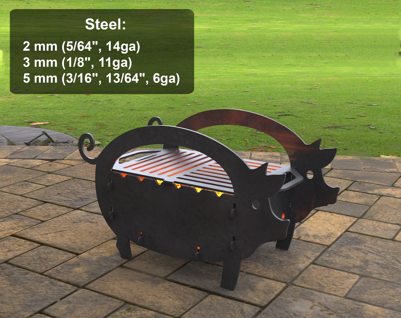 Small Pig Fire Pit Grill. DXF, SVG files for laser, plasma cutting