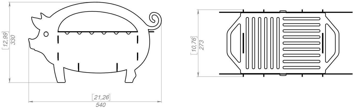 Small Pig Fire Pit Grill. DXF, SVG files for laser, plasma cutting. Фото 9