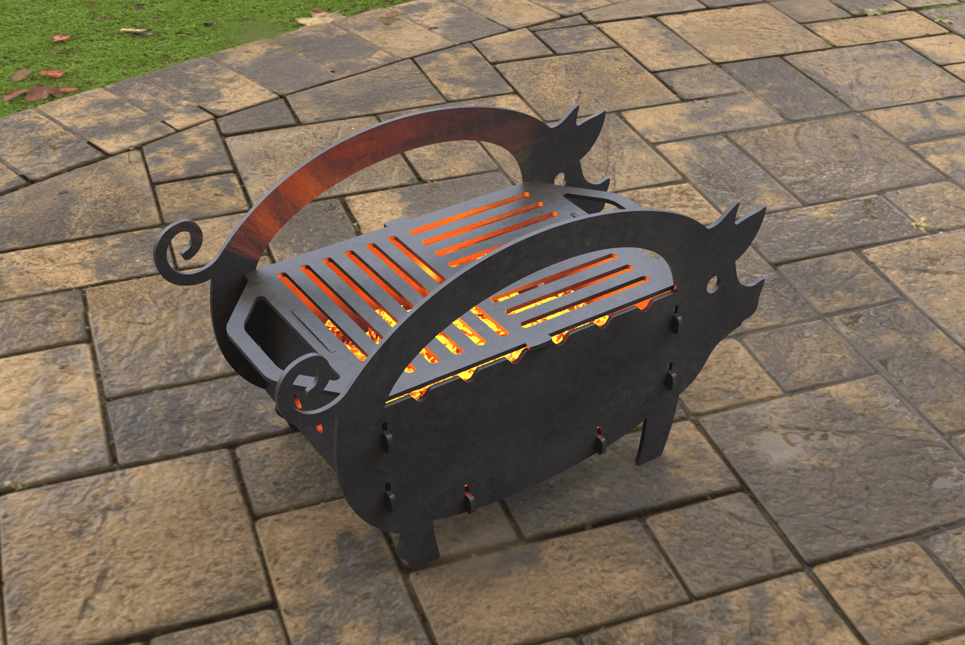 Small Pig Fire Pit Grill. DXF, SVG files for laser, plasma cutting. Фото 3