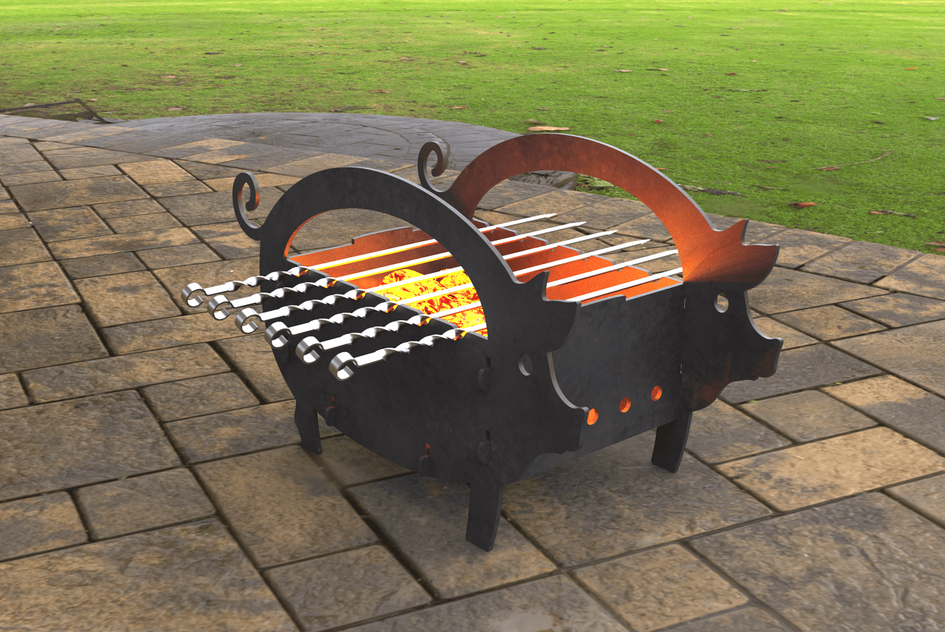 Small Pig Fire Pit Grill. DXF, SVG files for laser, plasma cutting. Фото 5
