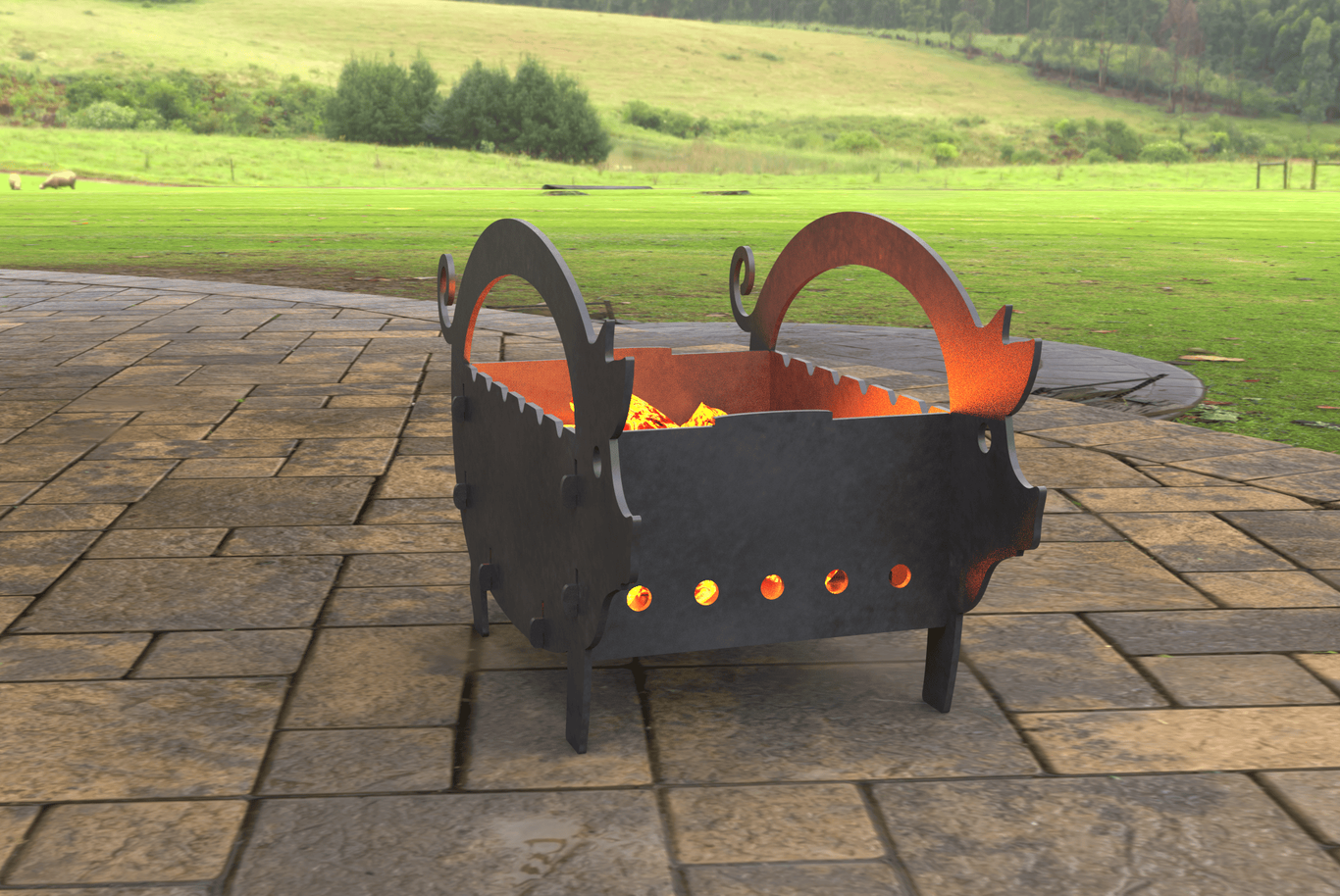Small Pig Fire Pit Grill. DXF, SVG files for laser, plasma cutting. Фото 6