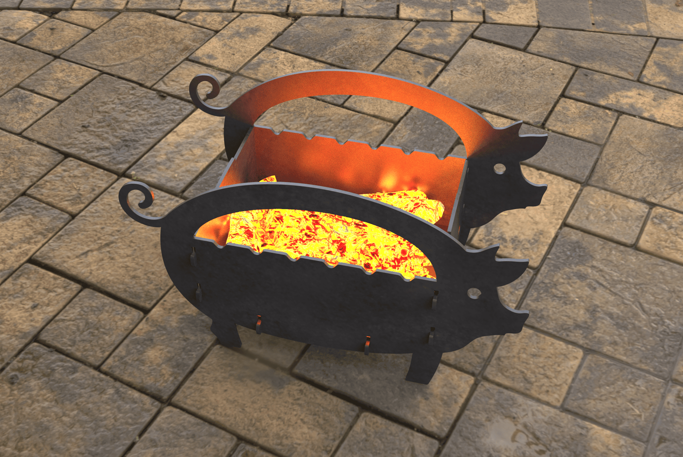 Small Pig Fire Pit Grill. DXF, SVG files for laser, plasma cutting. Фото 7