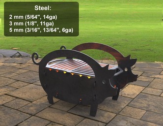 Small Pig Fire Pit Grill. DXF, SVG files for laser, plasma cutting