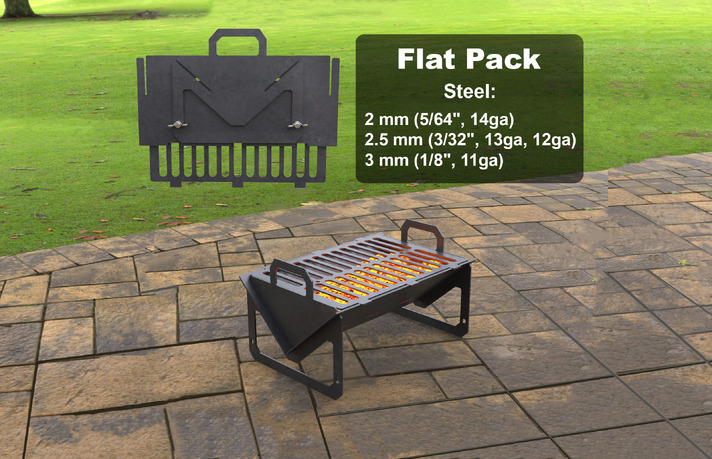Small Fire Pit Grill. DXF, SVG files for laser, plasma cutting. Campfire Pit BBQ