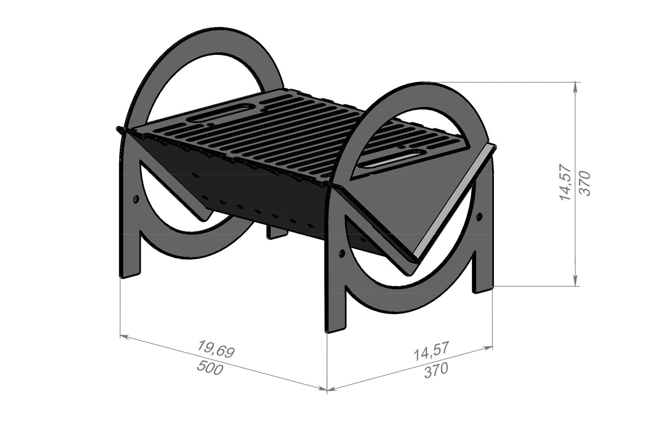 Flat-Pack Fire Pit Grill. DXF, SVG files for laser, plasma cutting. Фото 10