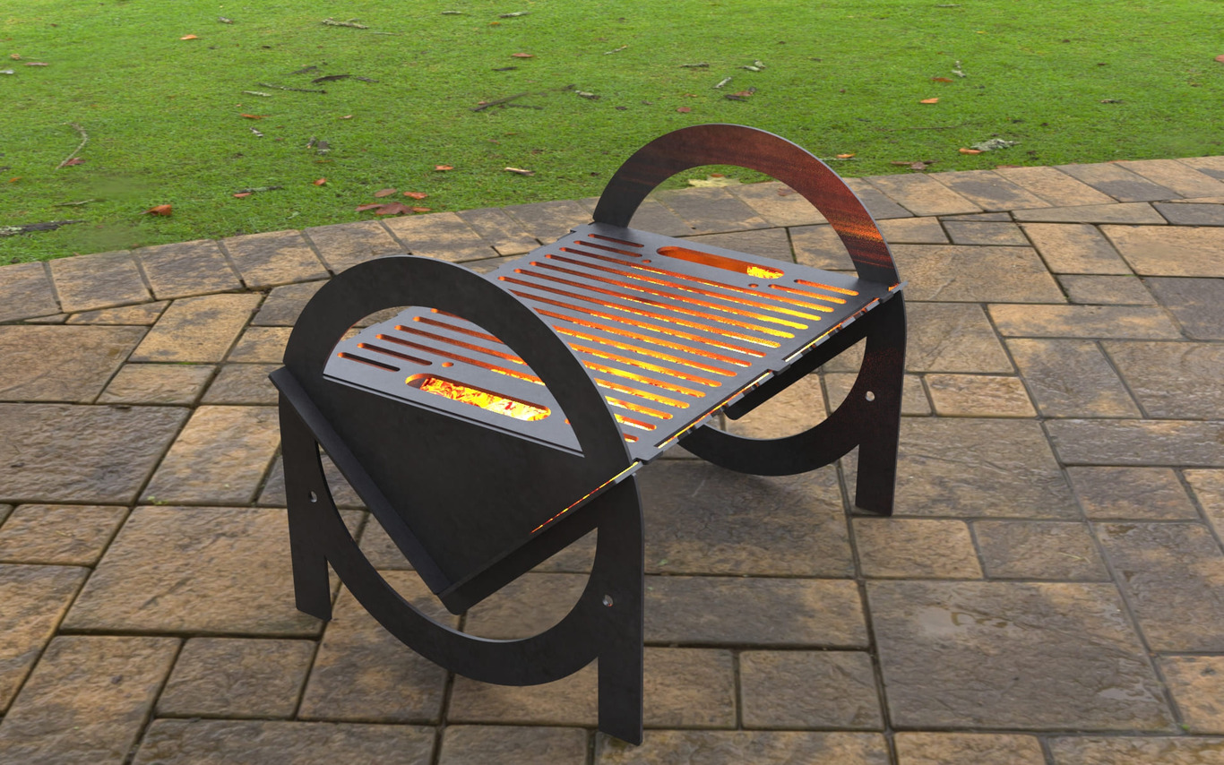 Flat-Pack Fire Pit Grill. DXF, SVG files for laser, plasma cutting