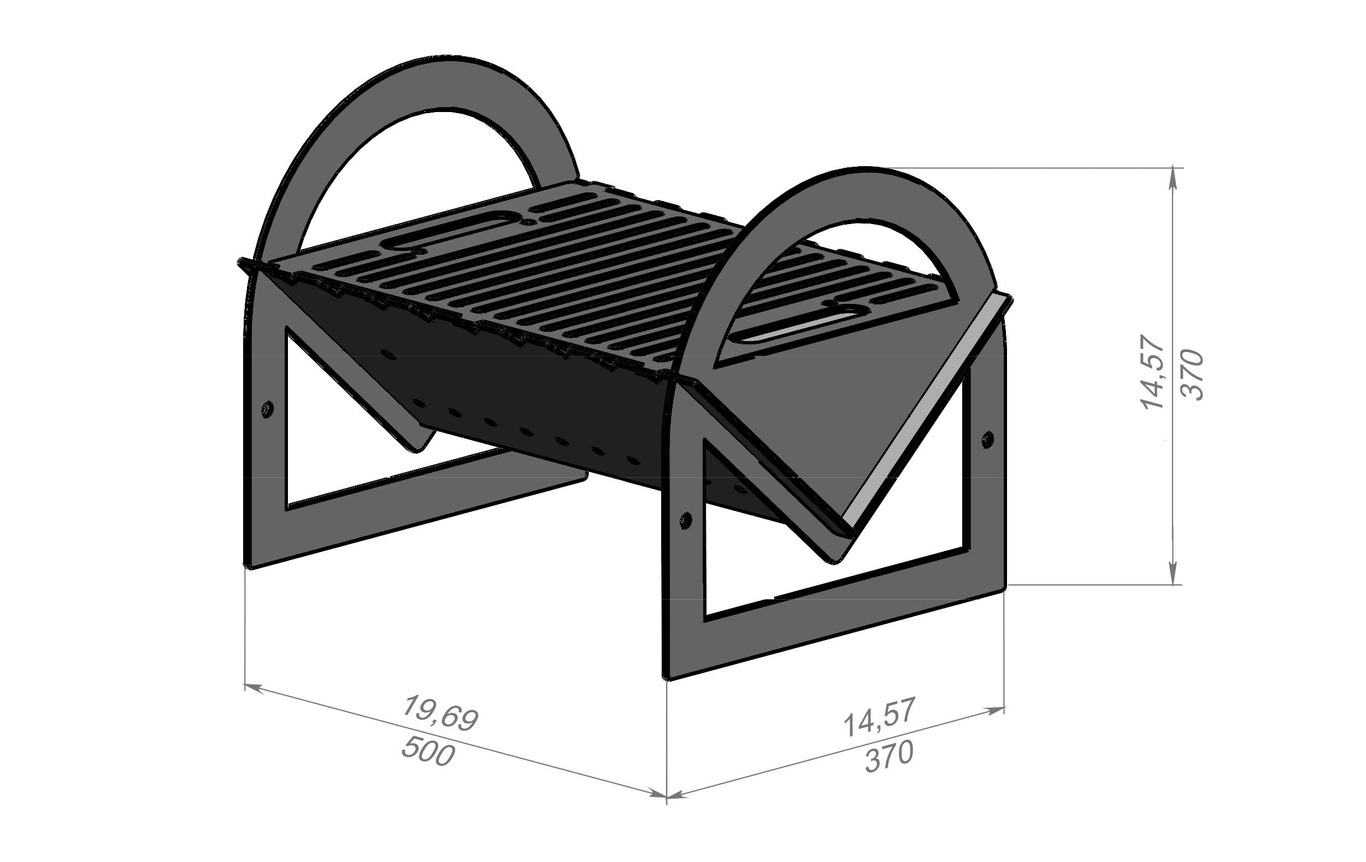 Мангал гриль Flat pack V2. DXF, SVG файли для лазерної, плазмової різки. Фото 10