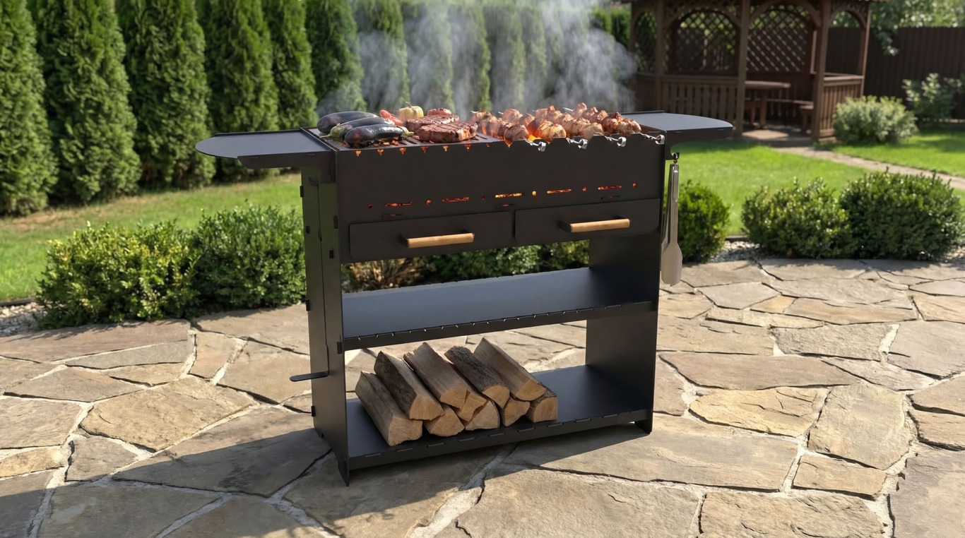 Fire Pit Grill with an Ashtray. DXF, SVG files for laser, plasma cutting. Фото 2