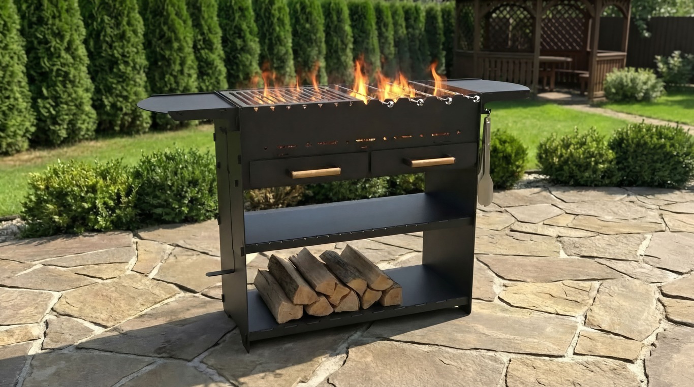 Fire Pit Grill with an Ashtray. DXF, SVG files for laser, plasma cutting