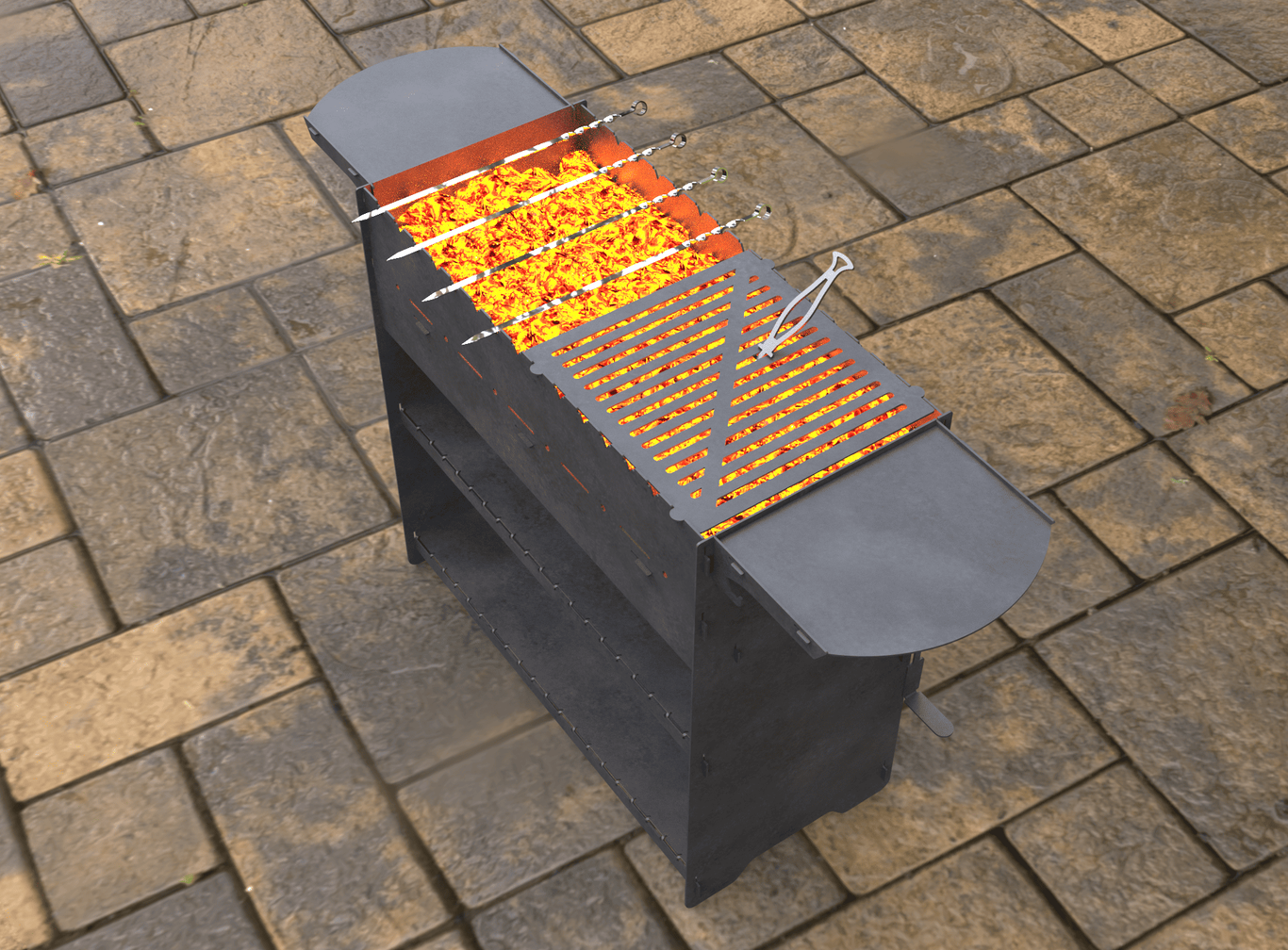Fire Pit Grill with an Ashtray. DXF, SVG files for laser, plasma cutting. Фото 9
