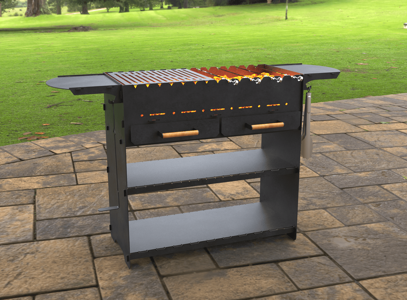 Fire Pit Grill with an Ashtray. DXF, SVG files for laser, plasma cutting. Фото 7