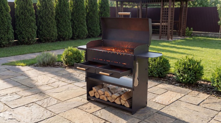 Fire Pit Grill with an Ashtray and a Lid. DXF, SVG files for laser, plasma cutting