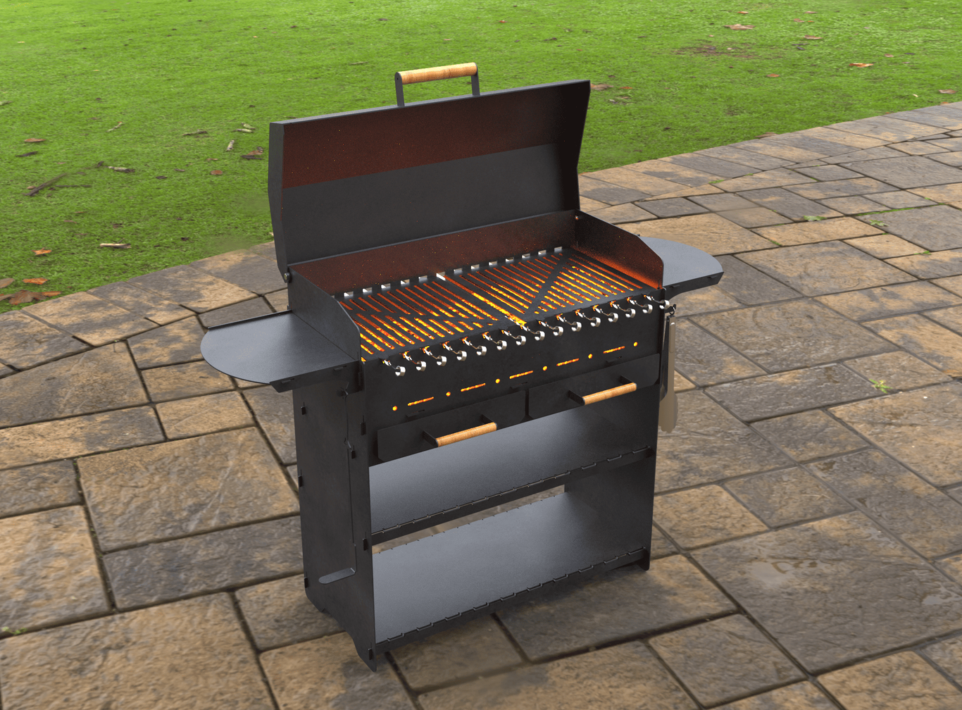 Fire Pit Grill with an Ashtray and a Lid. DXF, SVG files for laser, plasma cutting. Фото 5