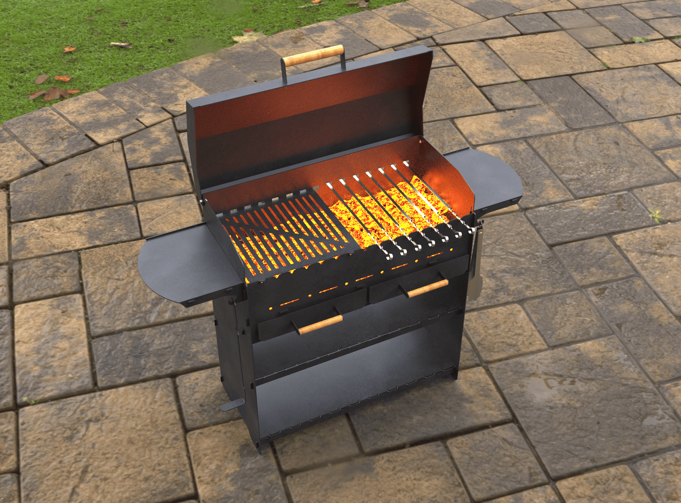 Fire Pit Grill with an Ashtray and a Lid. DXF, SVG files for laser, plasma cutting. Фото 6
