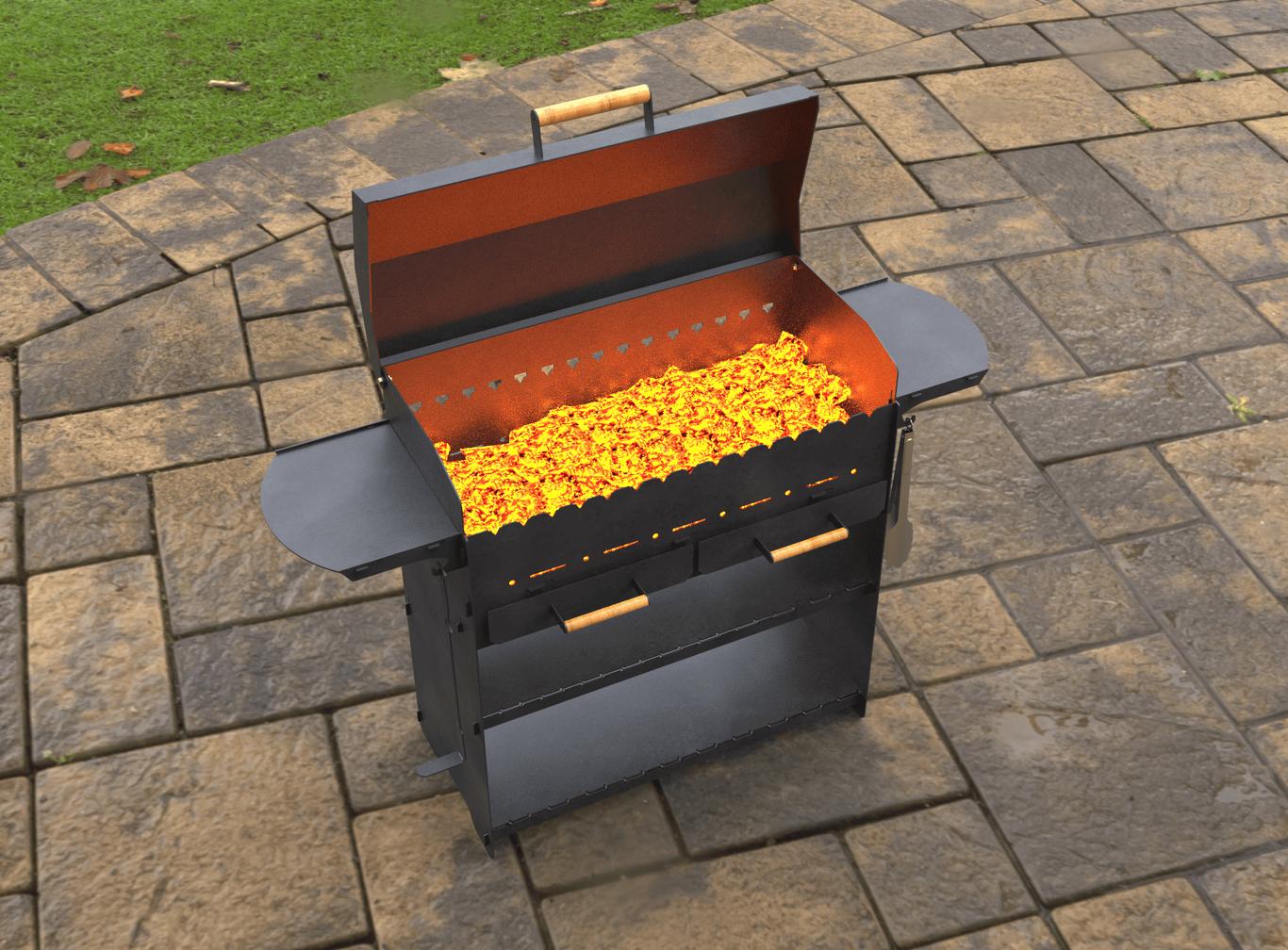 Fire Pit Grill with an Ashtray and a Lid. DXF, SVG files for laser, plasma cutting. Фото 7