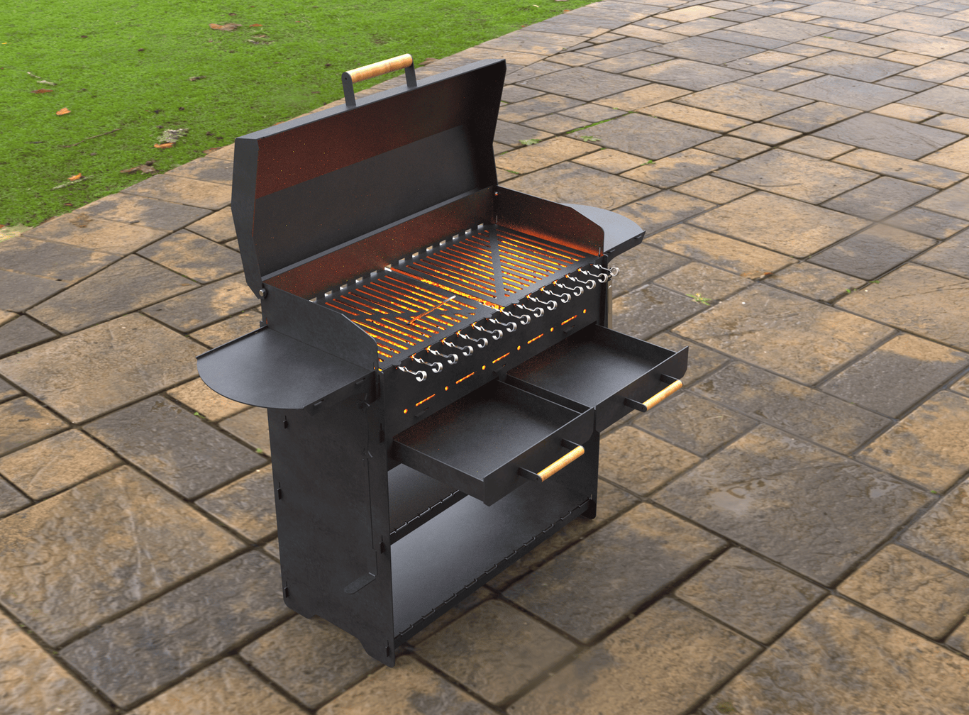 Fire Pit Grill with an Ashtray and a Lid. DXF, SVG files for laser, plasma cutting. Фото 10
