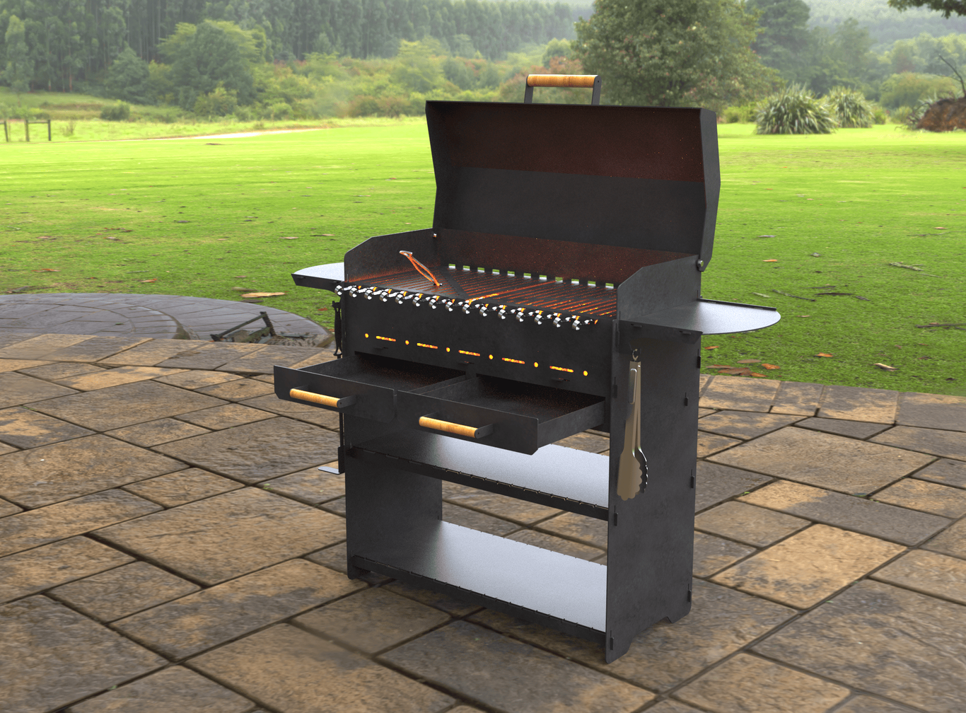 Fire Pit Grill with an Ashtray and a Lid. DXF, SVG files for laser, plasma cutting. Фото 11
