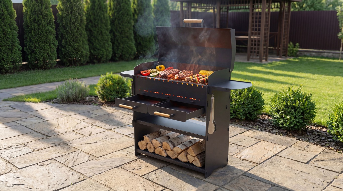 Fire Pit Grill with an Ashtray and a Lid. DXF, SVG files for laser, plasma cutting. Фото 4