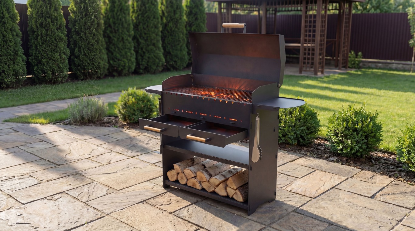 Fire Pit Grill with an Ashtray and a Lid. DXF, SVG files for laser, plasma cutting