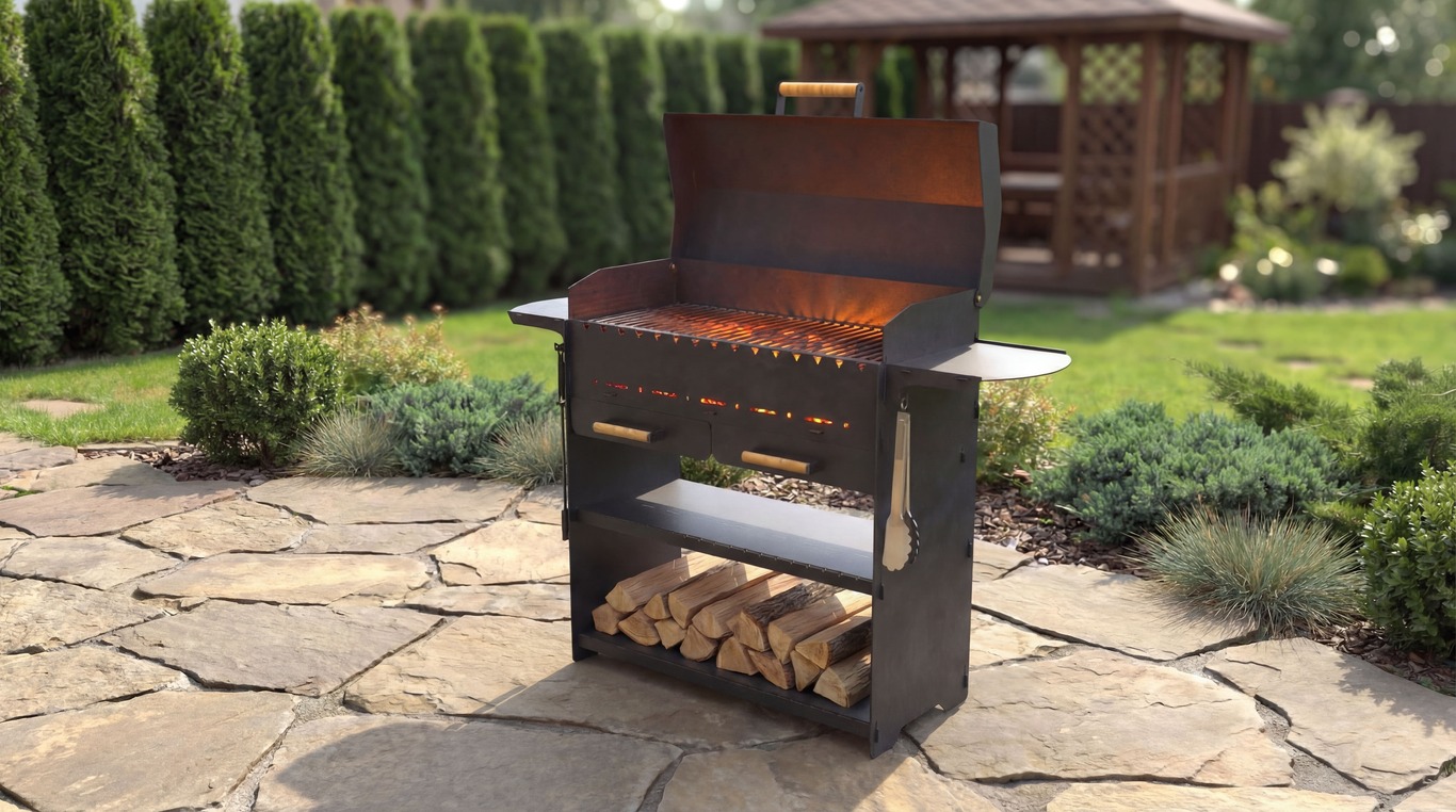 Fire Pit Grill with an Ashtray and a Lid. DXF, SVG files for laser, plasma cutting. Фото 2