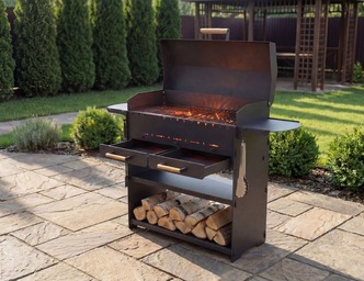 Fire Pit Grill with an Ashtray and a Lid. DXF, SVG files for laser, plasma cutting